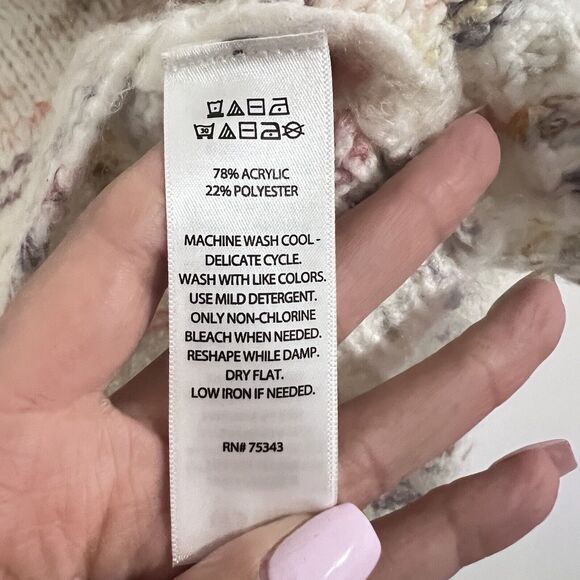 Jessica Simpson Cowl Turtleneck Ivory Confetti Sweater Size M Cottage Spring - Picture 3 of 6